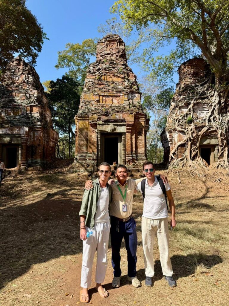 Ra the tour guide with a traveler visiting siem reap, Cambodia